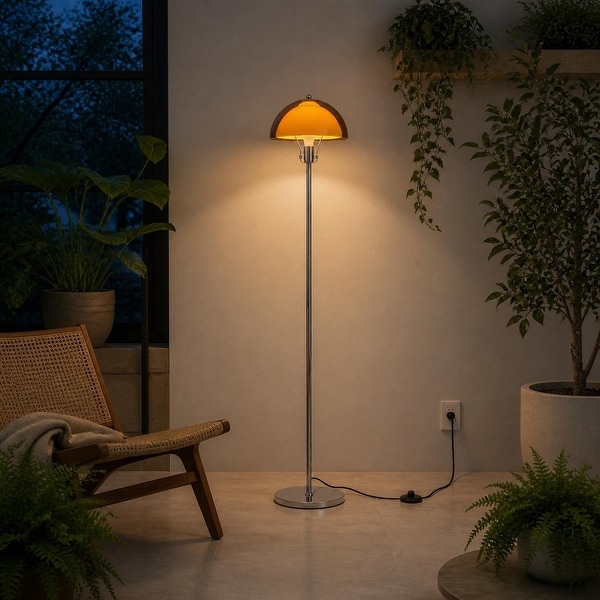 Mid-Century Modern Acrylic Mushroom Floor Lamp with Dual Shade