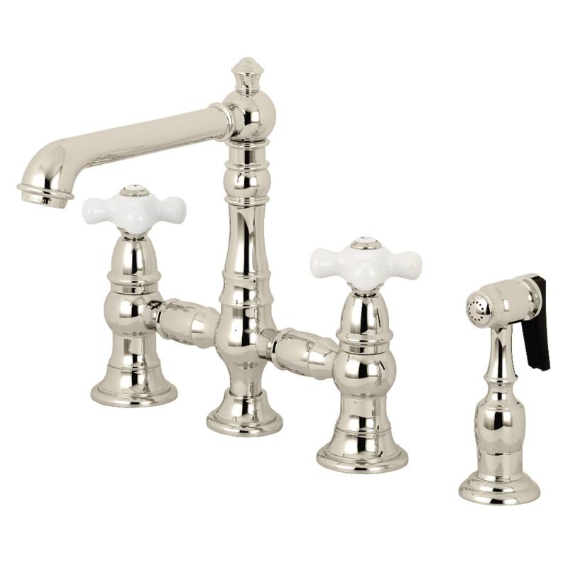 Kingston Brass English Country Bridge Kitchen Faucet with Sprayer