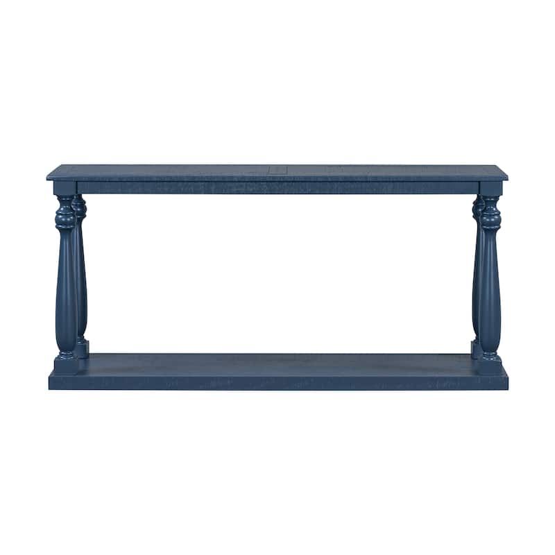 Roomfitters Vintage Console Table with Turned Legs, Narrow Entryway Table with Lower Shelf for Hallway Living Room