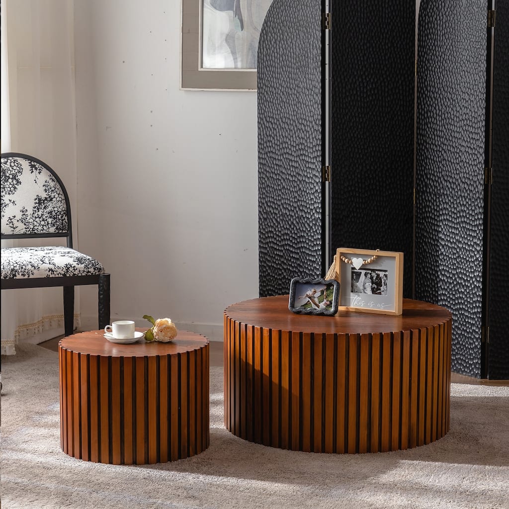 Charming Round Wood Coffee Table for Compact Living Spaces