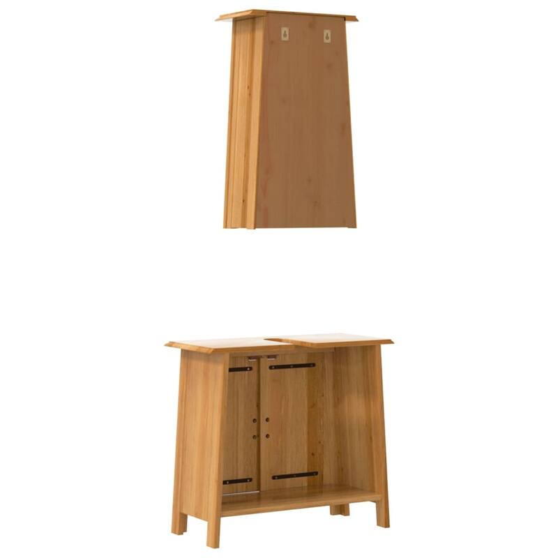 vidaXL Bathroom Furniture Set Wood Tone Solid Pine Wood