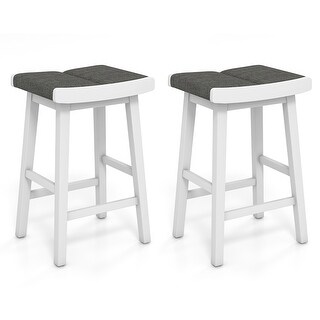 Costway Set of 2 Saddle Bar Stools Counter Height Backless Kitchen ...