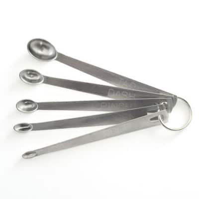 Norpro 5pc Mini Stainless Steel Measuring Spoons Set - Tad, Dash, Pinch, Smidgen and Drop - Silver