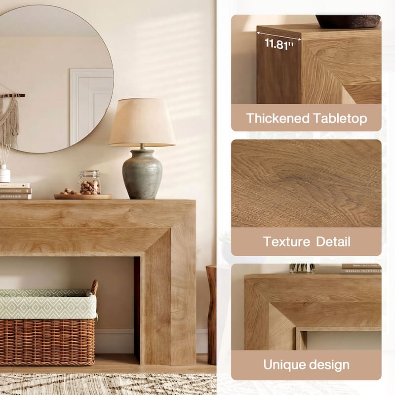 63" Long Wooden Console Table, Narrow Sofa Tables Behind Couch - 11.81" D x 62.99" W x 33.46" H
