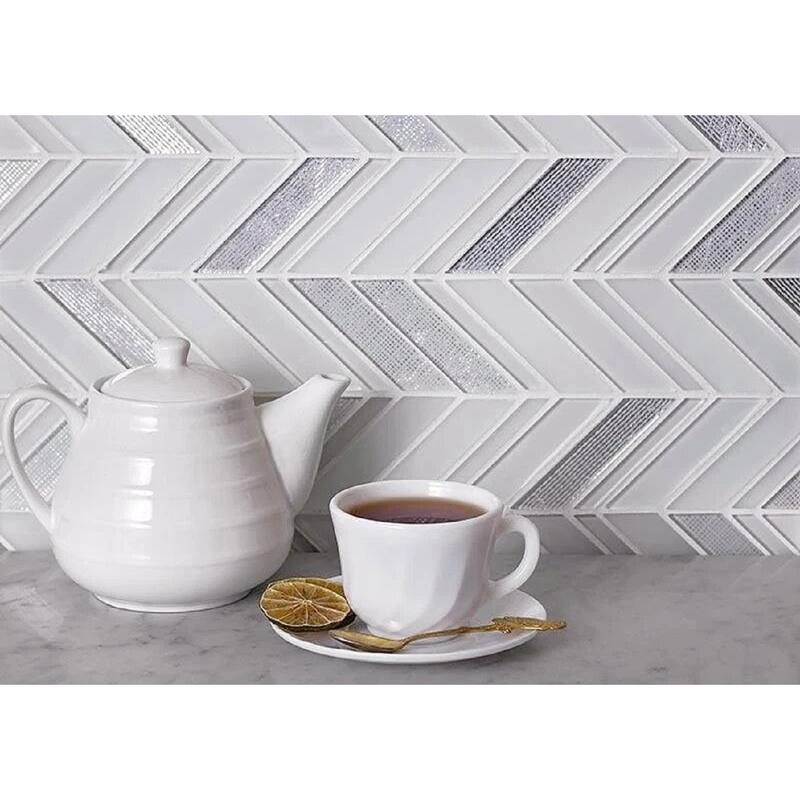 Apollo tile 10" x 10" Glacier Glossy Matte White Glass Tile (3.76 sq ft/case) - 5 Pack