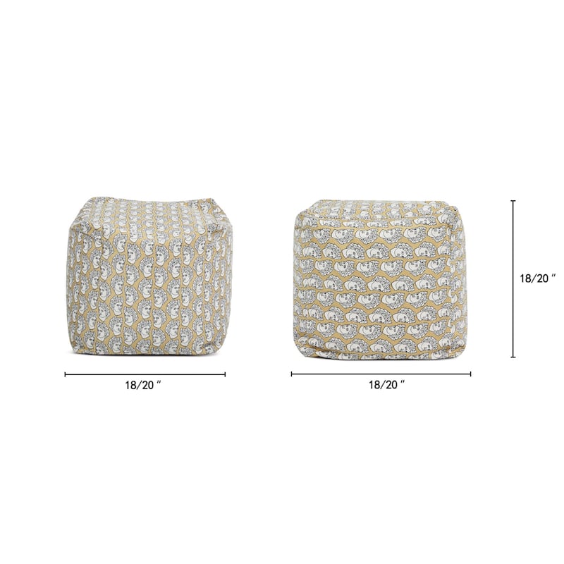 Pouf 23" Luxury Oversized Embroidery Bean Bag Cube Ottoman