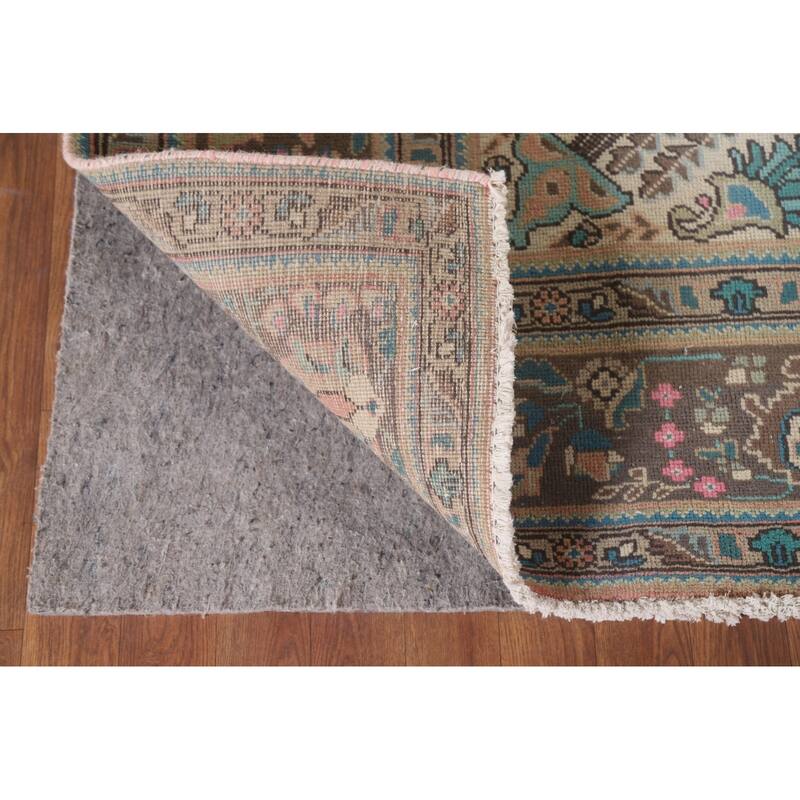 Hand Knotted Oriental 100% Wool Carpet Traditional Floral Coral Tabriz Area Rug - 11' 3'' X 8' 0''