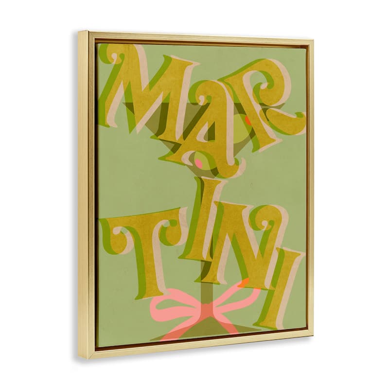 Stupell Classic Retro Martini Framed Floater Canvas Wall Art Design By Lil' Rue
