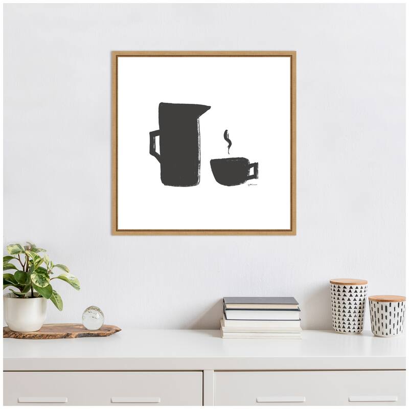 Kate and Laurel Coffee by Gabrielly Guedes Framed Canvas Wall Art Print