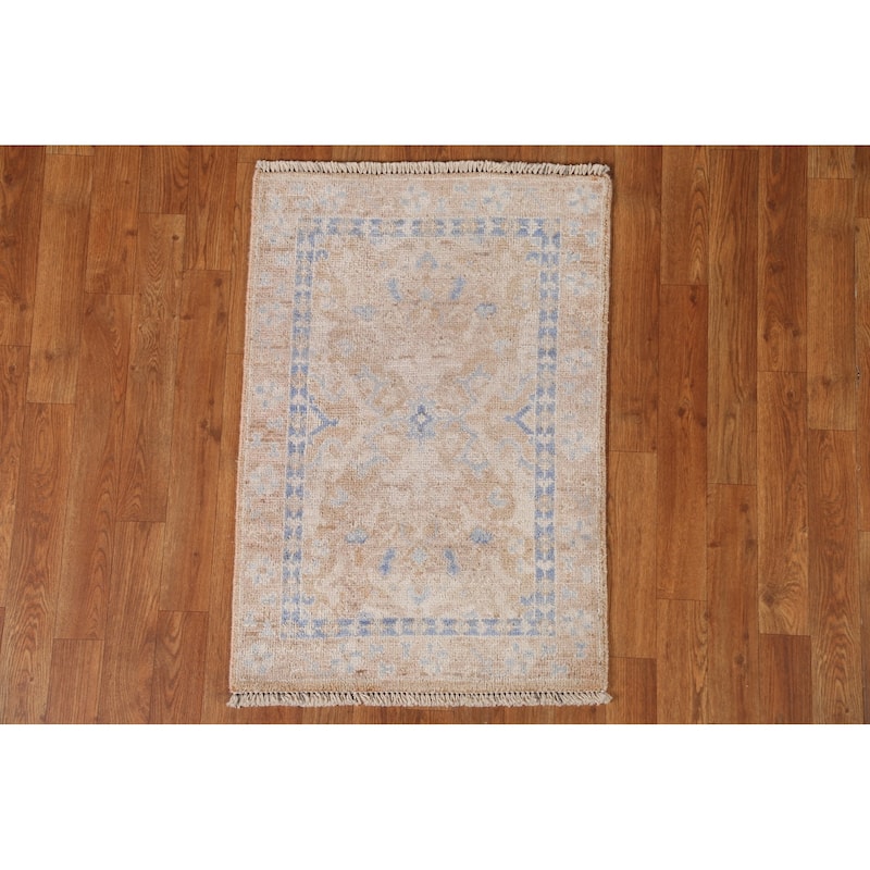 Hand Knotted Oriental 100% Wool Carpet Transitional Geometric Oranges & Rust Oushak Area Rug - 3' 0'' X 2' 0''