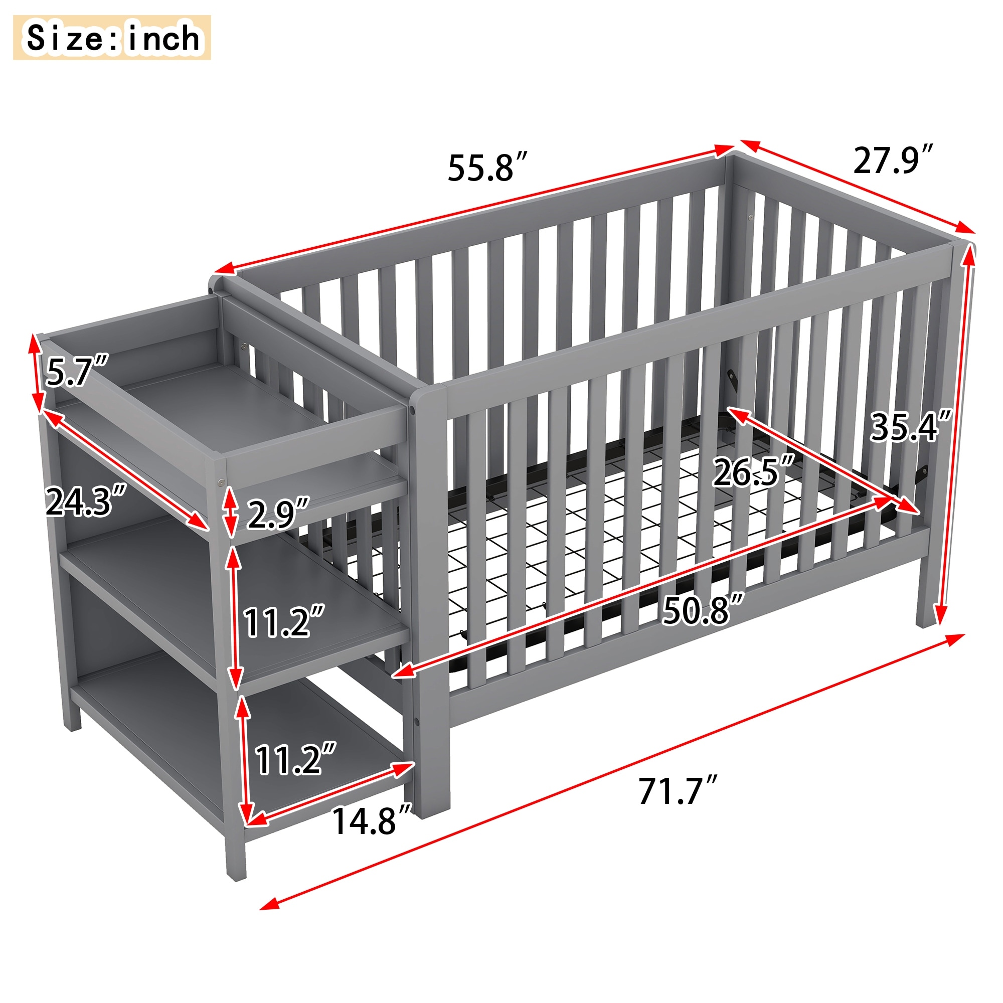 Convertible Crib Full Size Bed with Changing Table Bed Bath Beyond 40609203