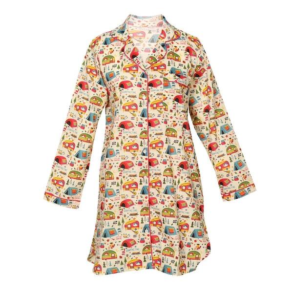 Shop Mahogany Womens Camper Boyfriend Nightshirt Camping Sleep Shirt Pajama Top Multicolor Overstock 31497907 Small