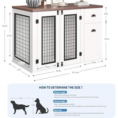 Dog Crate Furniture, Indoor Dog Kennel with Drawer and Cabinet - N/A