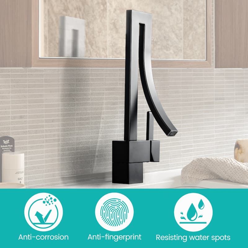 13.58"H Solid Brass Creative Design Bathroom Vessel Sink Faucet with Waterfall Spout