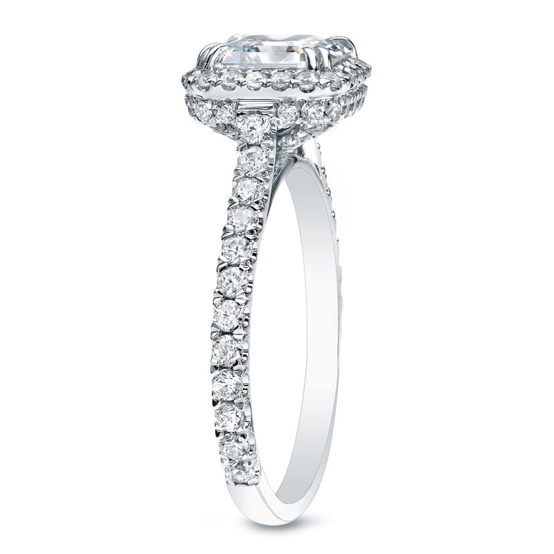 Auriya 14k Gold 1 1/2ctw Asscher-cut Halo Diamond Engagement Ring Certified (H-I, VS1-VS2)