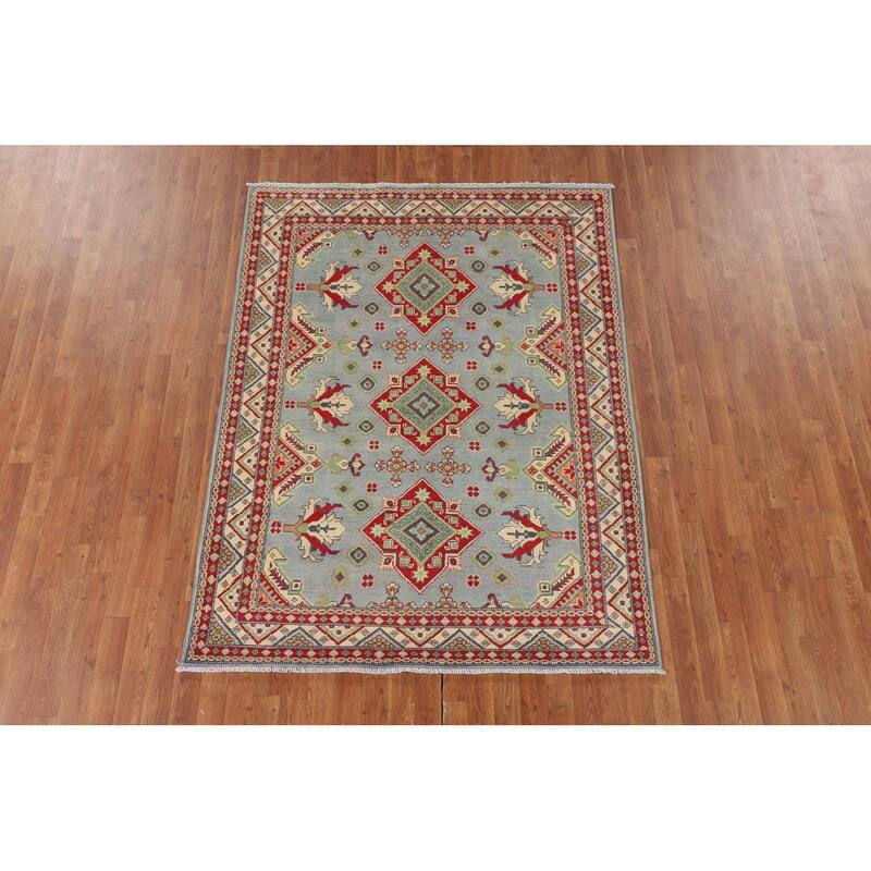 Kazak Oriental Area Rug Handmade Traditional Wool Carpet - 5'0" x 6'7"
