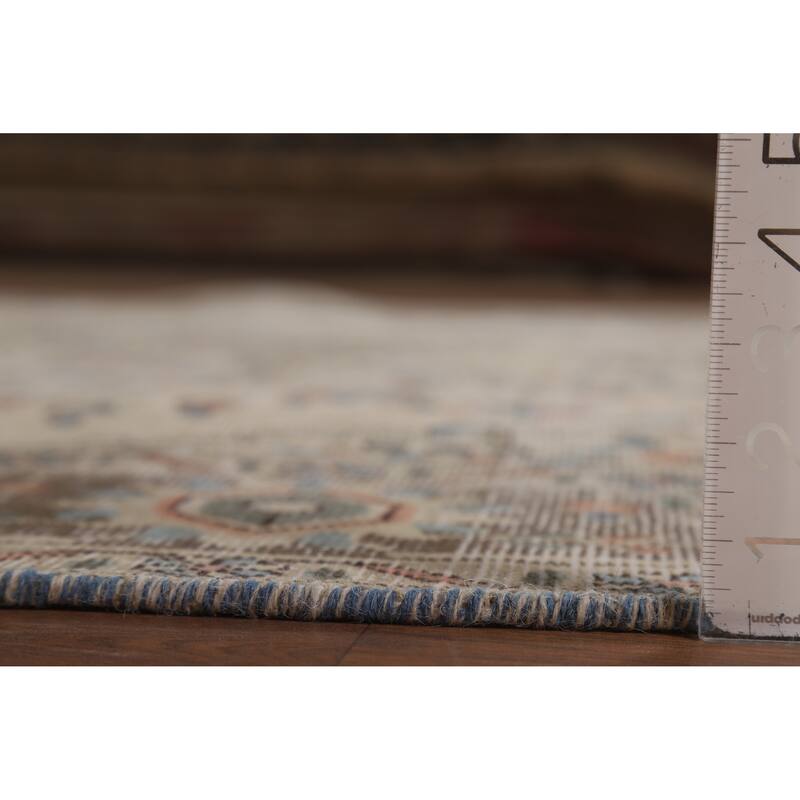 Beige / Ivory Medallion Tabriz Persian Area Rug Handmade Wool Carpet - 6'6"x 9'8"