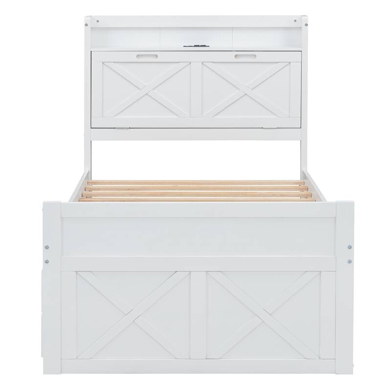 Extendable Bed with Trundle with Three Storage Drawers