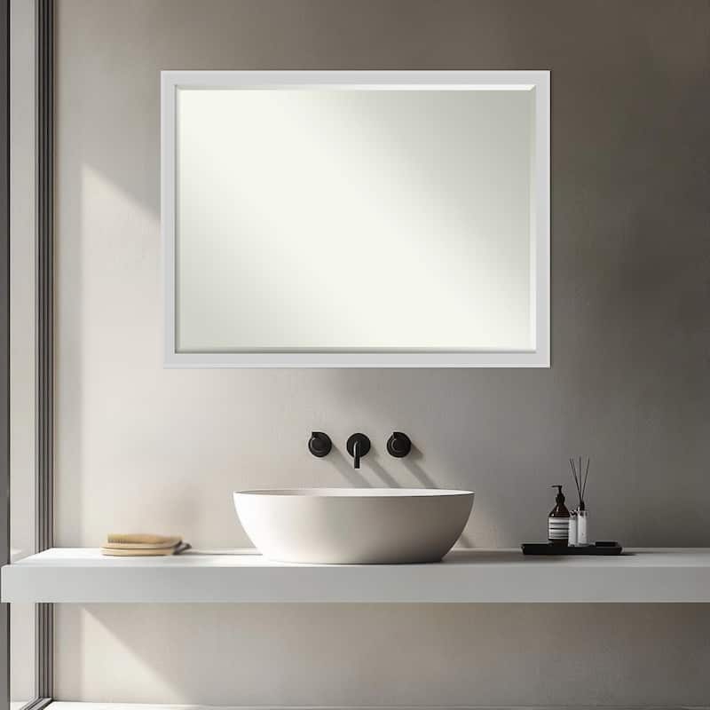 Incline Half-Inch-Bevel Wood Framed Bathroom Vanity Wall Mirror