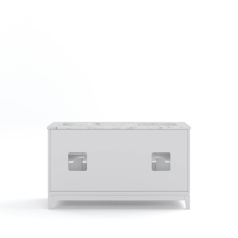 Elizabeth 60-Inch Double Sink Carrara White Marble Vanity