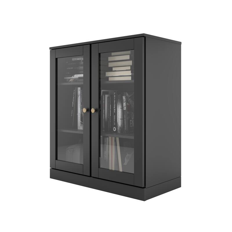 Palace Imports 100% Solid Wood TV Stand with Clear Glass Doors for TVs up to 32"