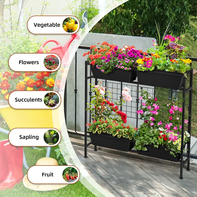 Raised Garden Beds Outdoor Elevated Garden Planter Boxes with Trellis and Legs