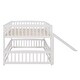 preview thumbnail 13 of 14, Full Over Full Low Bunk Bed with Fence and Ladder for Toddler Kids Teens,Elegant Children Bed,White
