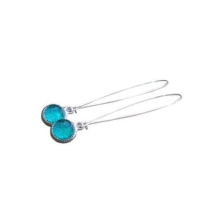 Aqua Blue Sea Glass Tiny Stud Earrings Surgical Steel Post Aquamarine Crystal