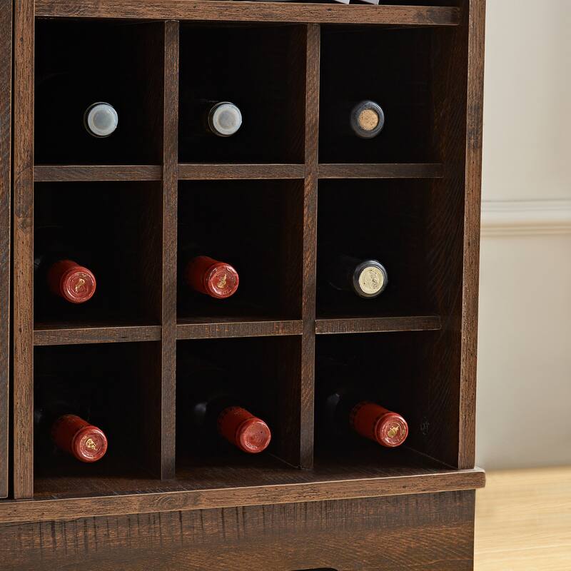Buffet Sideboard Cabinet with Barn Door, Wine Bar Cabinet with Detachable Wine Rack, Storage Cabinet with Adjustable Shelves