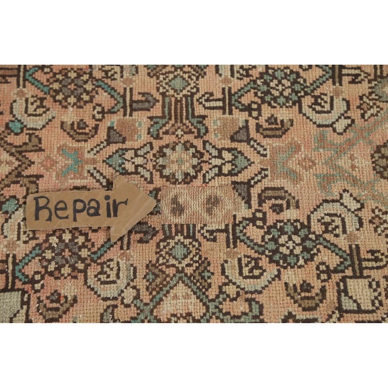 Hamedan Persian Vintage Runner Rug Hand-Knotted Wool Carpet - 3'5" x 9'11"