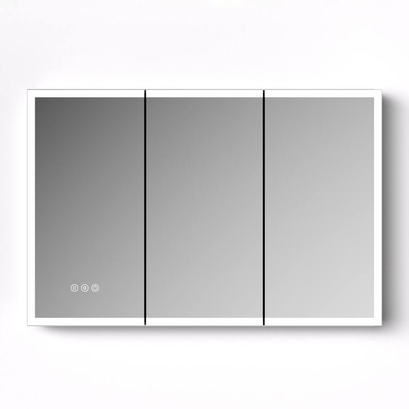 GDFStudio Elowen Aluminum Glass LED Medicine Cabinet with Anti-Fog Storage