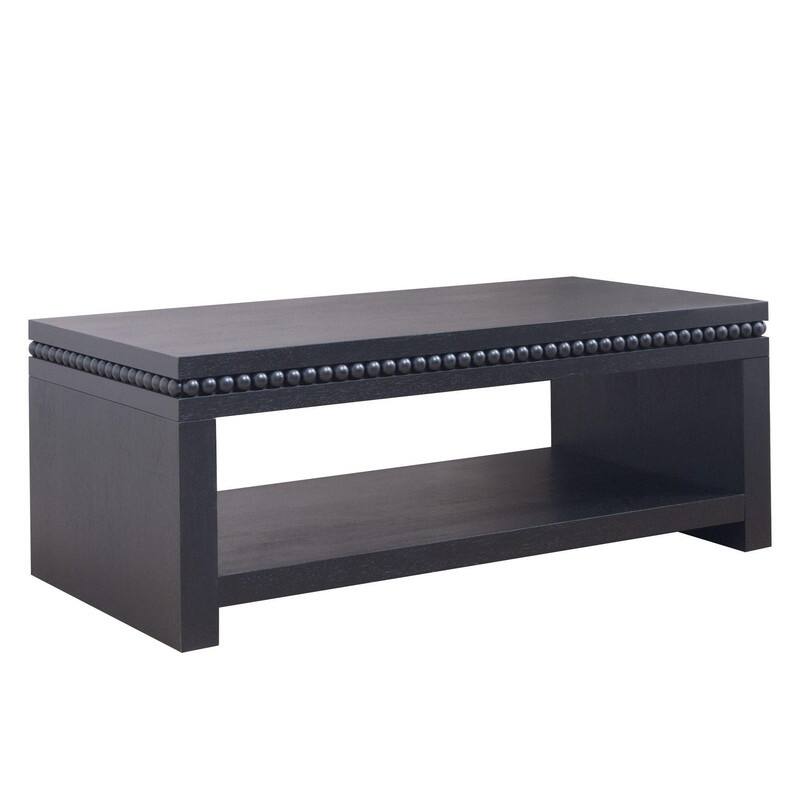 Modern Wood Coffee Table with Beaded Trim and Open Storage Shelf for Stylish Living Room Decor