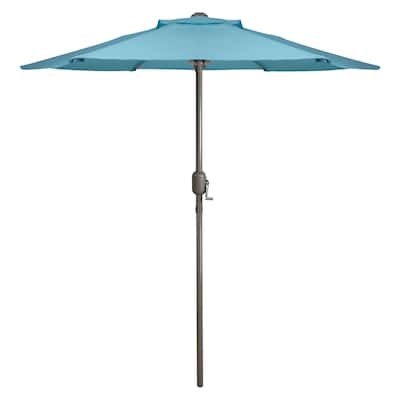 6.5' Outdoor Patio Market Umbrella with Hand Crank - Turquoise Blue