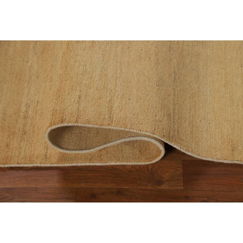 Gold Striped Modern Gabbeh Oriental Rug Handmade Wool Carpet - 4'10"x 6'6"