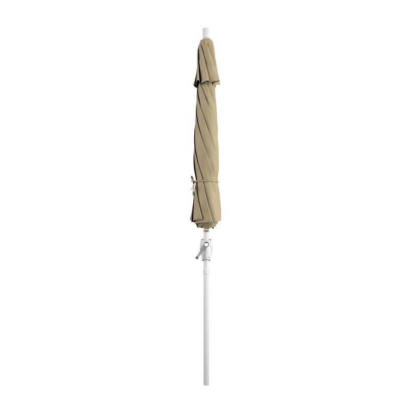 California Umbrella 9' Round Crank Lift Push Button Tilt White Aluminum Patio Umbrella Sunbrella