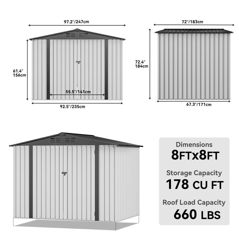 Moasis 8 ft. W x 6 ft. D Steel Storage Shed