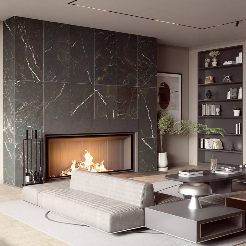 Merola Tile Reve Noir 23-1/2" x 47-1/8" Porcelain Floor and Wall Tile - Pallet (8 Tiles) - Pallet (8 Tiles)