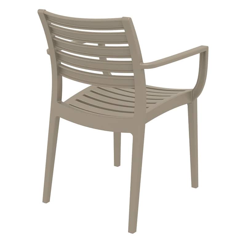 33" Taupe Brown Stackable Outdoor Patio Dining Arm Chair