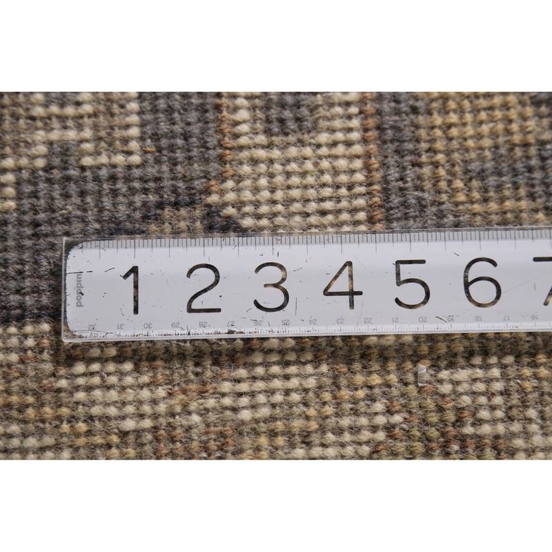 Transitional Gray Oushak Indian Runner Rug Hand-Knotted Wool Carpet - 2'6" x 9'10"
