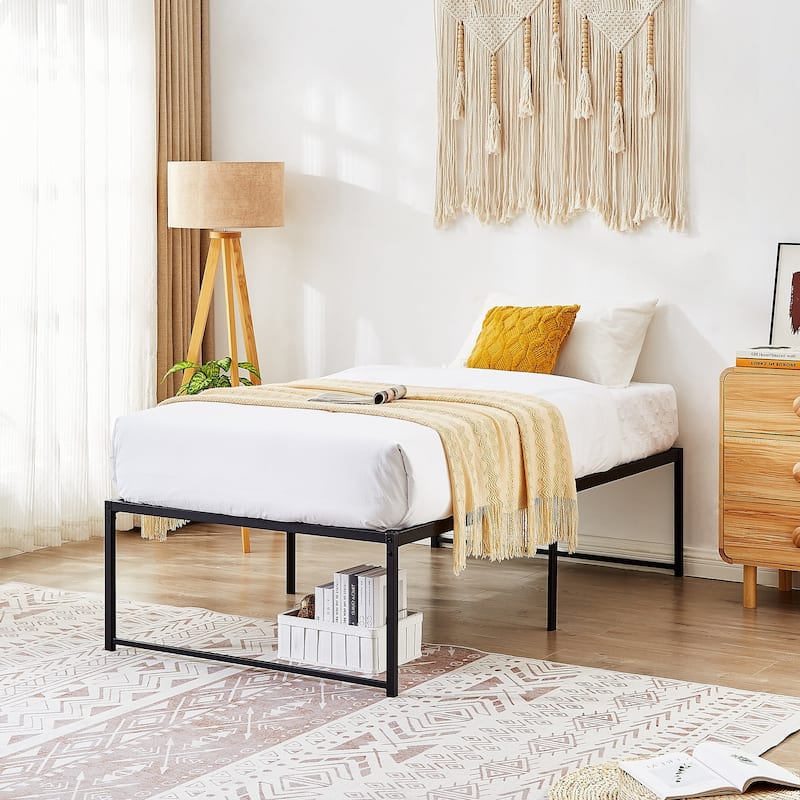 18-inch Twin Size Metal Platform Bed Frame with Steel Slat