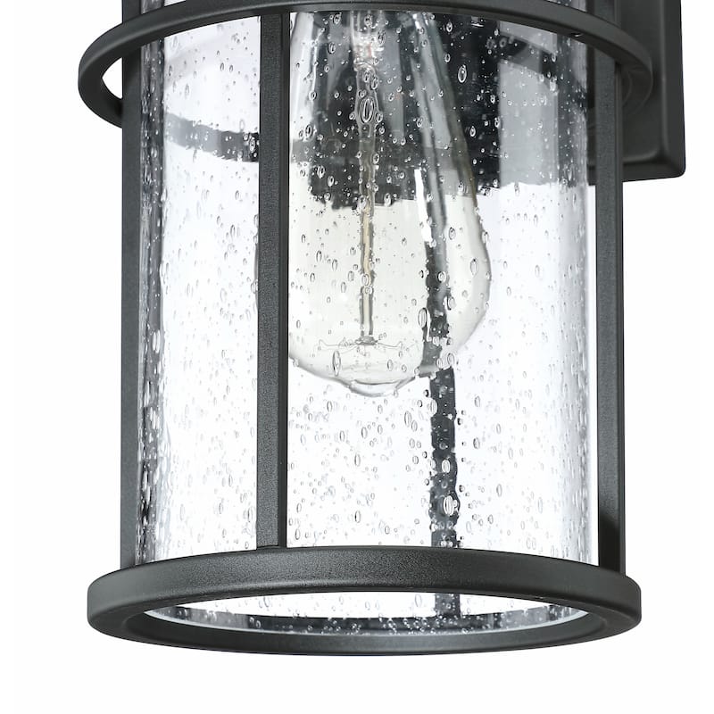 1 Light Black Coastal Barn Dome Outdoor Wall Lantern Clear Glass