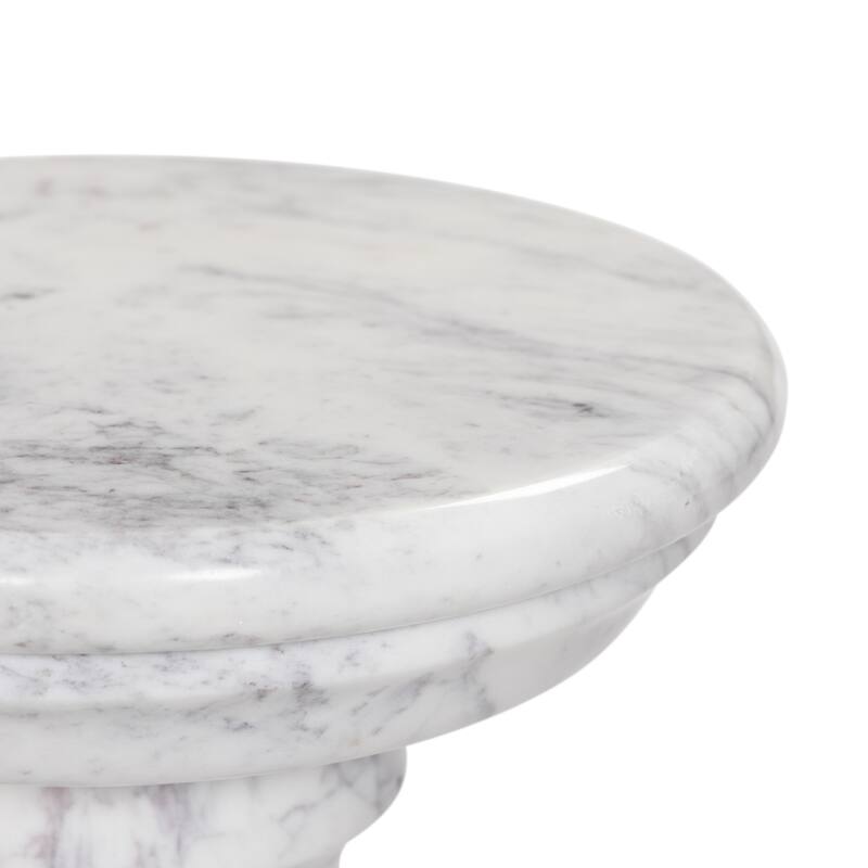 Jonathan End Table-Veined White Marble Solid
