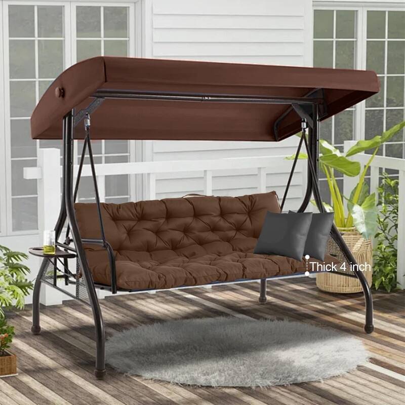Swing Replacement Cushion, Outdoor Bench Cushions with Backrest Thicken 4", Patio Furniture Garden Porch Loveseat Glider Pad