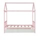 preview thumbnail 8 of 10, Pink Twin Size Solid Wood House Bed Frame with Trundle and Roof for Kids, Boys and Girls