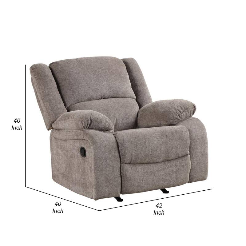Cem Manual Reclining Chair, Pillow Tufted, Mocha Gray Chenille
