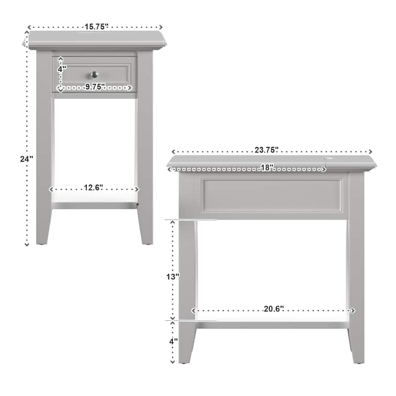 Zayden 1-drawer Side Table with Charging Station by iNSPIRE Q Bold