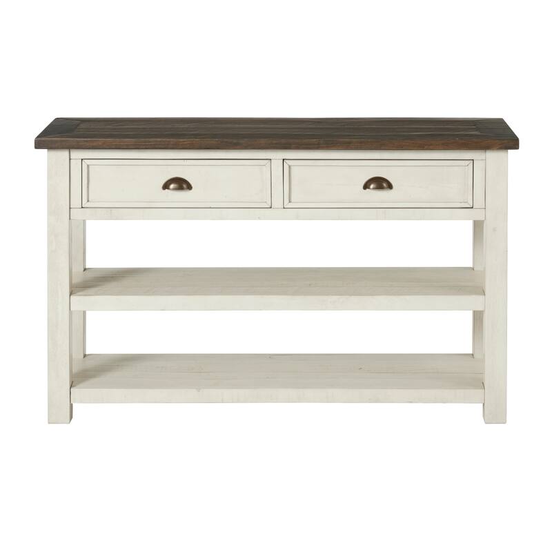 The Gray Barn Downington Solid Wood 2-Drawer Sofa Console Table - Cream White and Brown