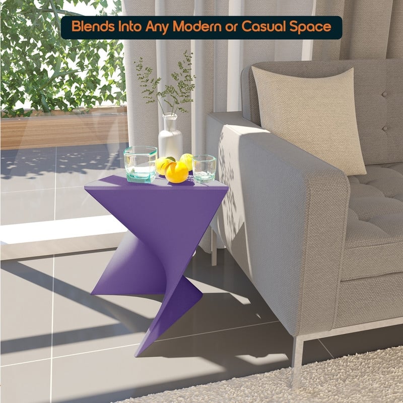 Randolph Modern Indoor Lightweight Side Table with Triangular Curved Design Accent End Table for Home Living Room or Bedroom