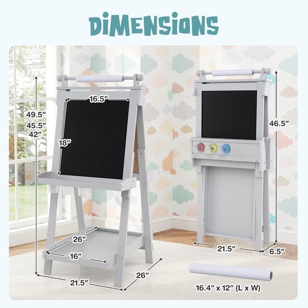 dimension image slide 1 of 5, Costway Foldable Easel for Kids 3-in-1 Double-sided Art Easel with - See Details