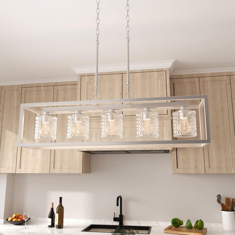 Acroma 5-light Farmhouse Chandelier Rectangle Island Lights for Dining Room